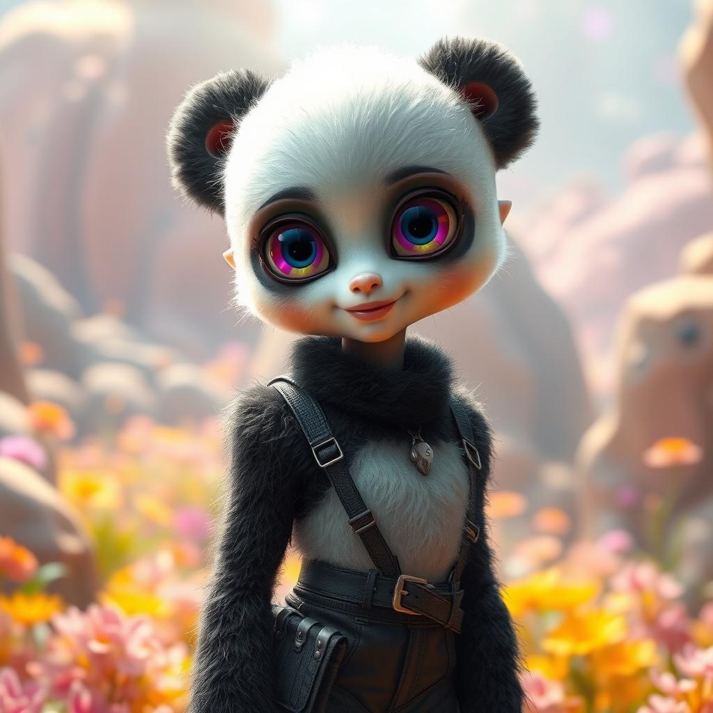 Whimsical Humanoid Alien Girl: A Fusion of Panda and Style
