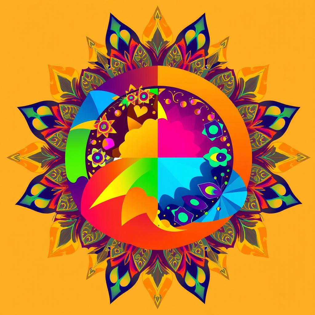 Create a design inspired by an existing image, emphasizing vibrant colors and intricate patterns