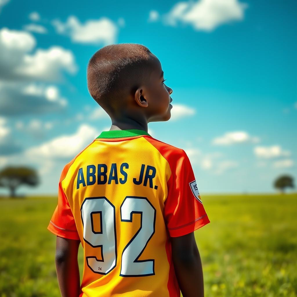 A young African boy gazing into the horizon with a hopeful expression