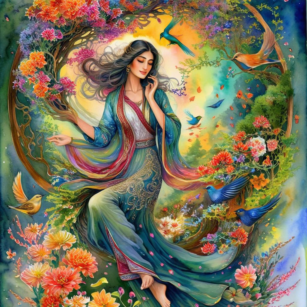 Enchanting Fairy Woman in a Floral Wonderland