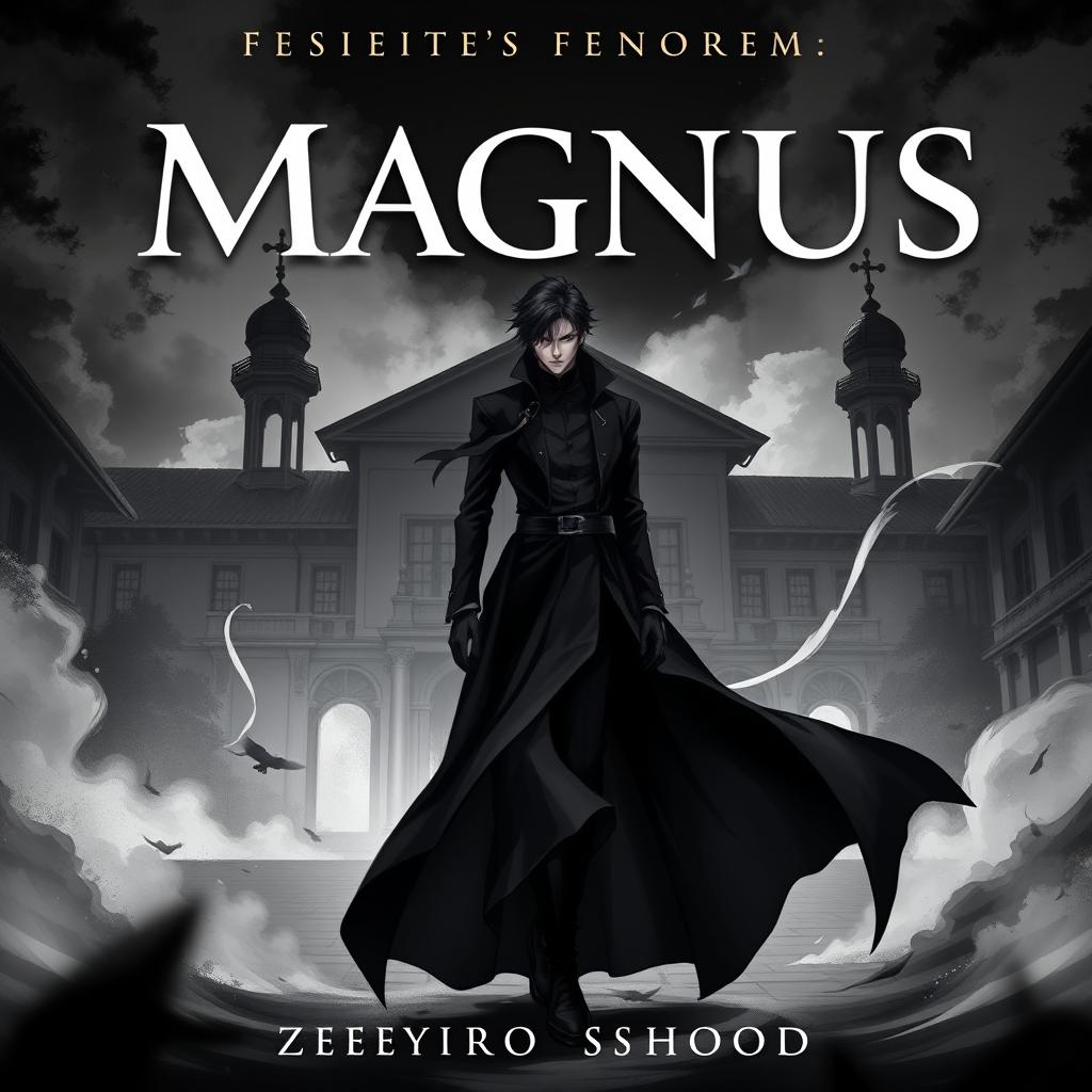 An anime-style book cover for the novel "Magnus The Black Ace 99", inspired by Arsène Lupin and Magic Kaito