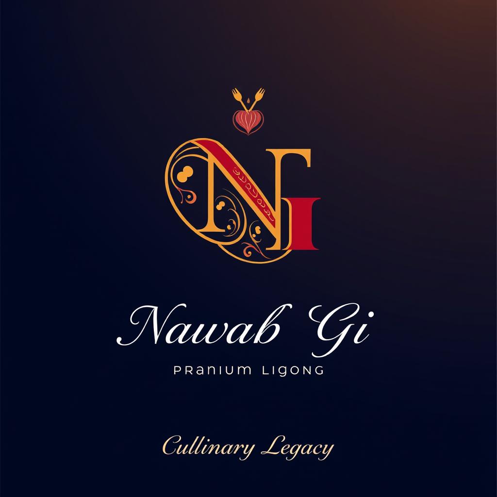 A modern and elegant logo design for a food brand named 'Nawab G'