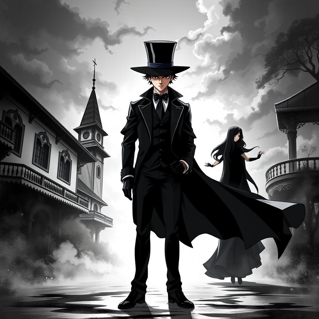 An anime-style book cover for the novel "Magnus The Black Ace 99", influenced by the themes of Arsène Lupin and Magic Kaito