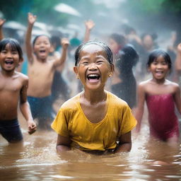 A vibrant photo captures the joyous Myanmar water festival