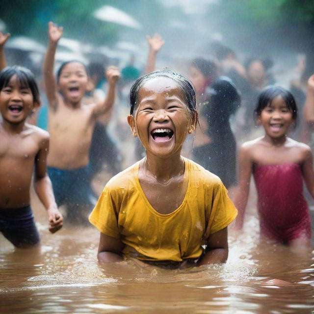 A vibrant photo captures the joyous Myanmar water festival