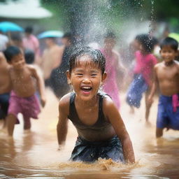 A vibrant photo captures the joyous Myanmar water festival