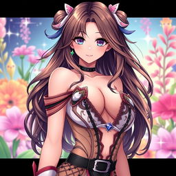 A sexy waifu character in an anime style, featuring enticing features and an alluring expression