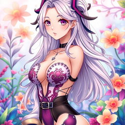 A sexy waifu character in an anime style, featuring enticing features and an alluring expression