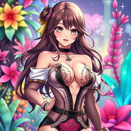 A sexy waifu character in an anime style, featuring enticing features and an alluring expression