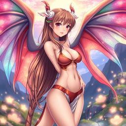 A sexy waifu character with gracefully elegant wings, dressed in a revealing outfit that accentuates her curves while maintaining an alluring yet stylish look