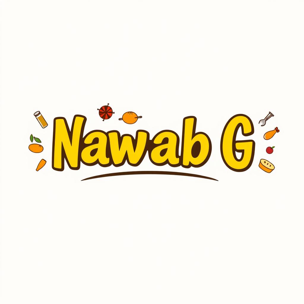 A creatively designed logo for the food brand "Nawab G" featuring an artistic blend of typography and graphic elements