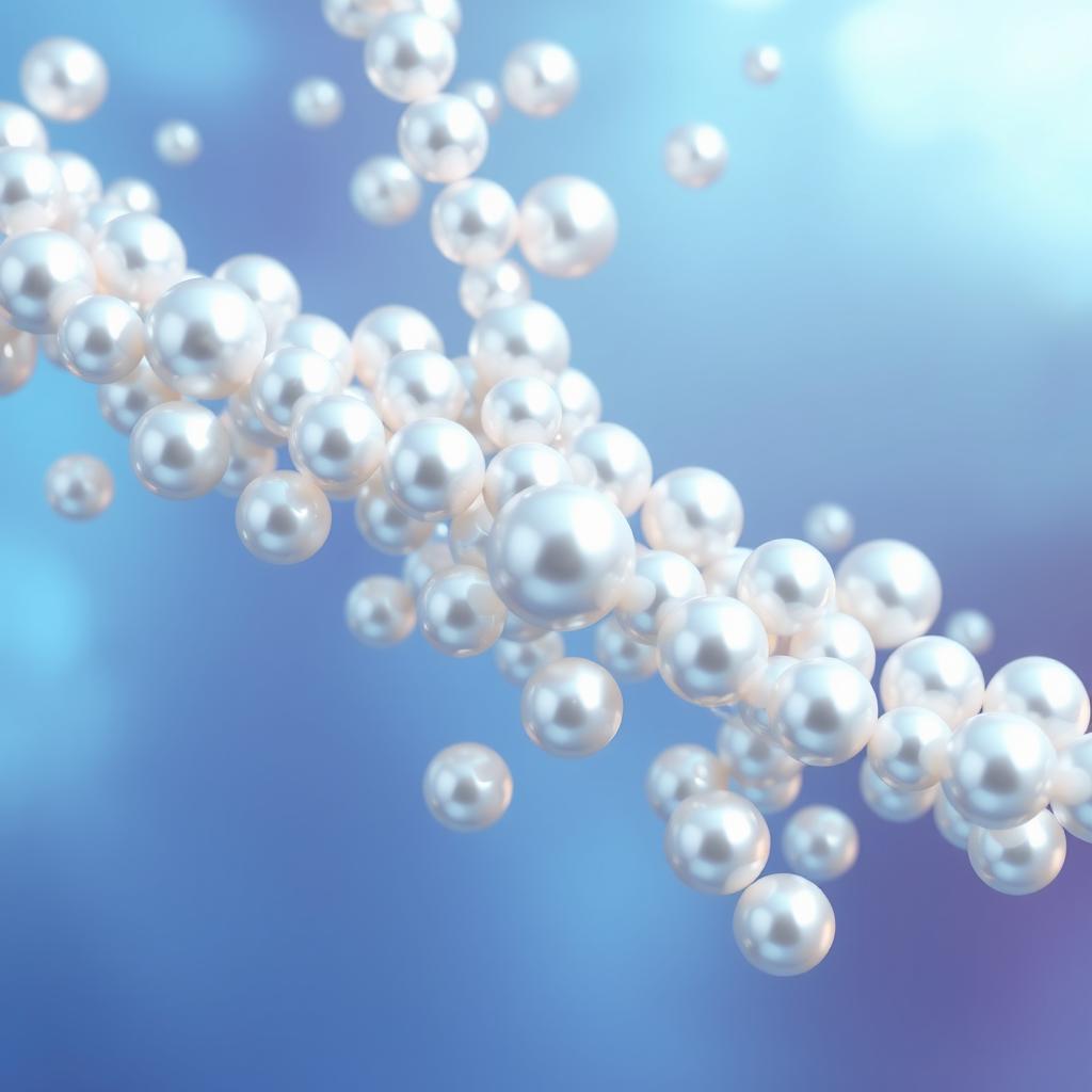 An elegant animation featuring a cascade of pearls moving gracefully across the screen