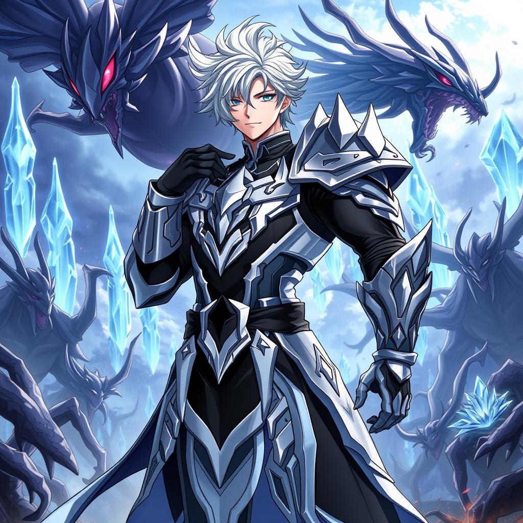 A stunning full-resolution image of Sung Jinwoo, the protagonist from the manhwa Solo Leveling by Chugong