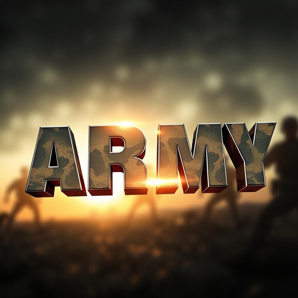 An artistic representation of the words "Asu Army" prominently displayed in a bold, dynamic style, infused with military aesthetics