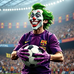 A creative depiction of the Joker character styled as a soccer player, capturing his playful and mischievous personality