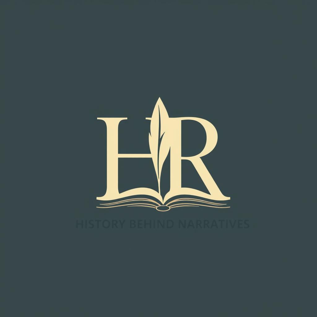 A minimalistic and clean logo design featuring the uppercase letters 'H' and 'R', skillfully intertwined to represent the theme of history behind narratives