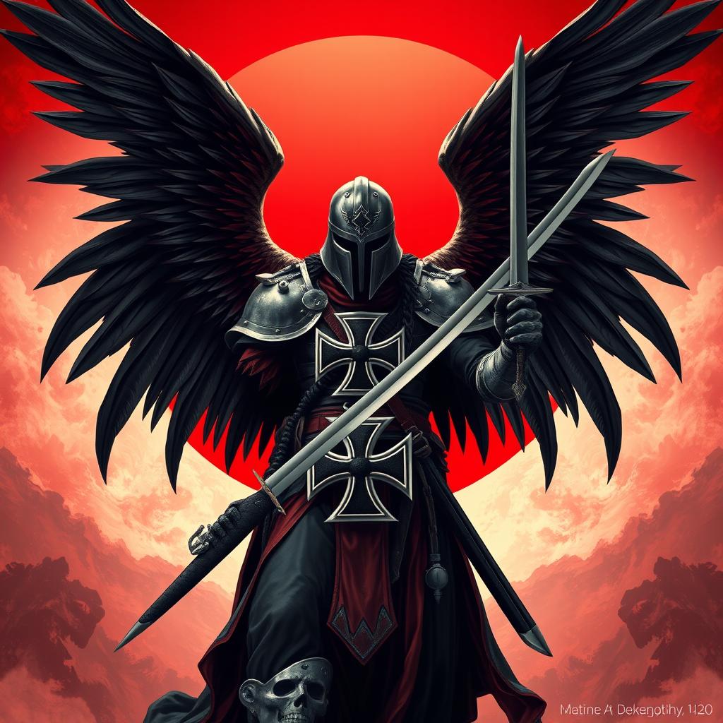 A full depiction of Azrael, the god of death, featuring majestic wings