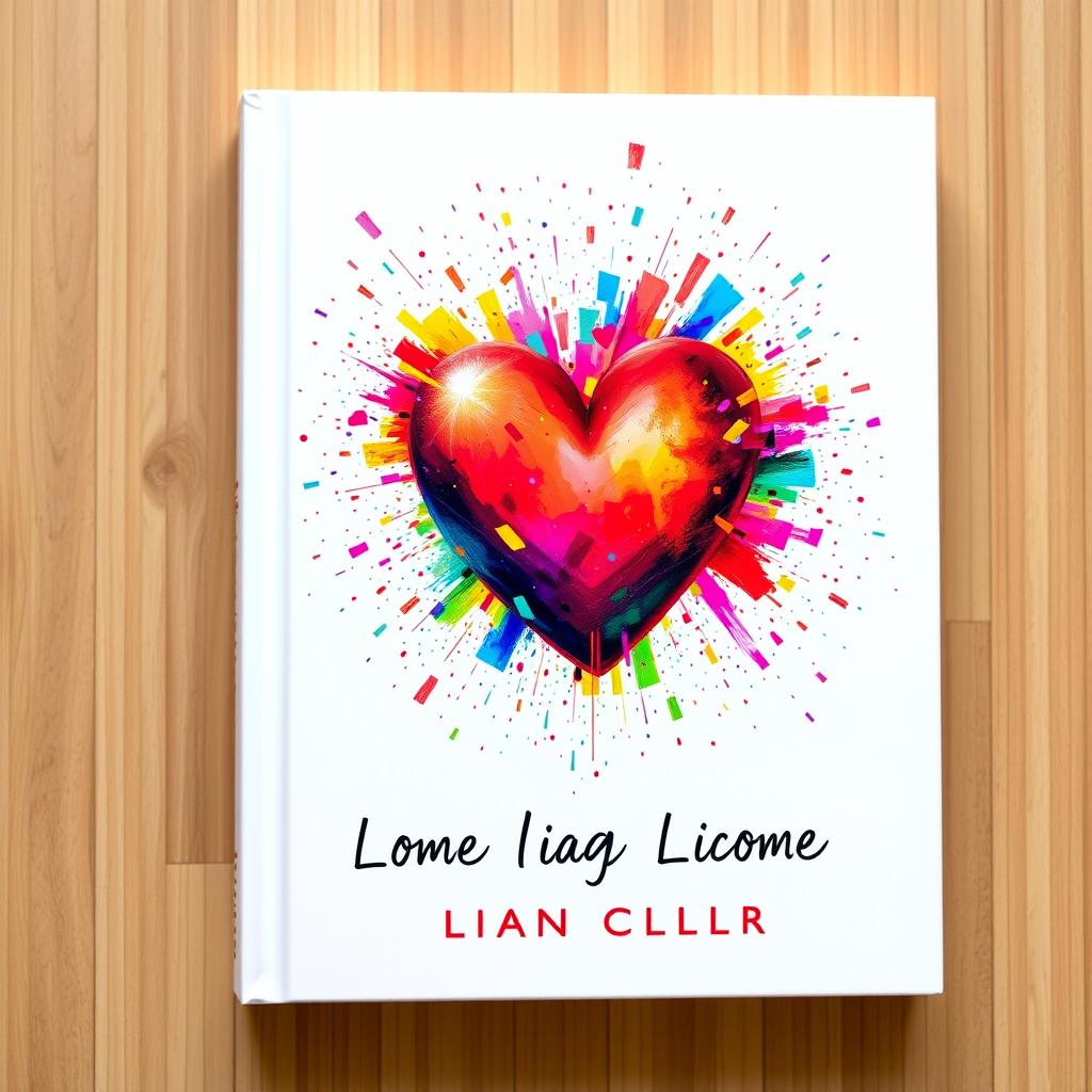 A book cover featuring a vibrant, exploding heart that is radiating a burst of colorful hues such as red, pink, blue, yellow, and green