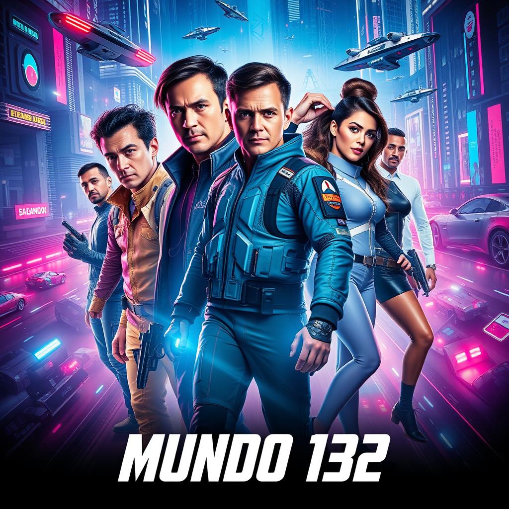 A movie poster for an exciting sci-fi film titled 'Mundo 132'