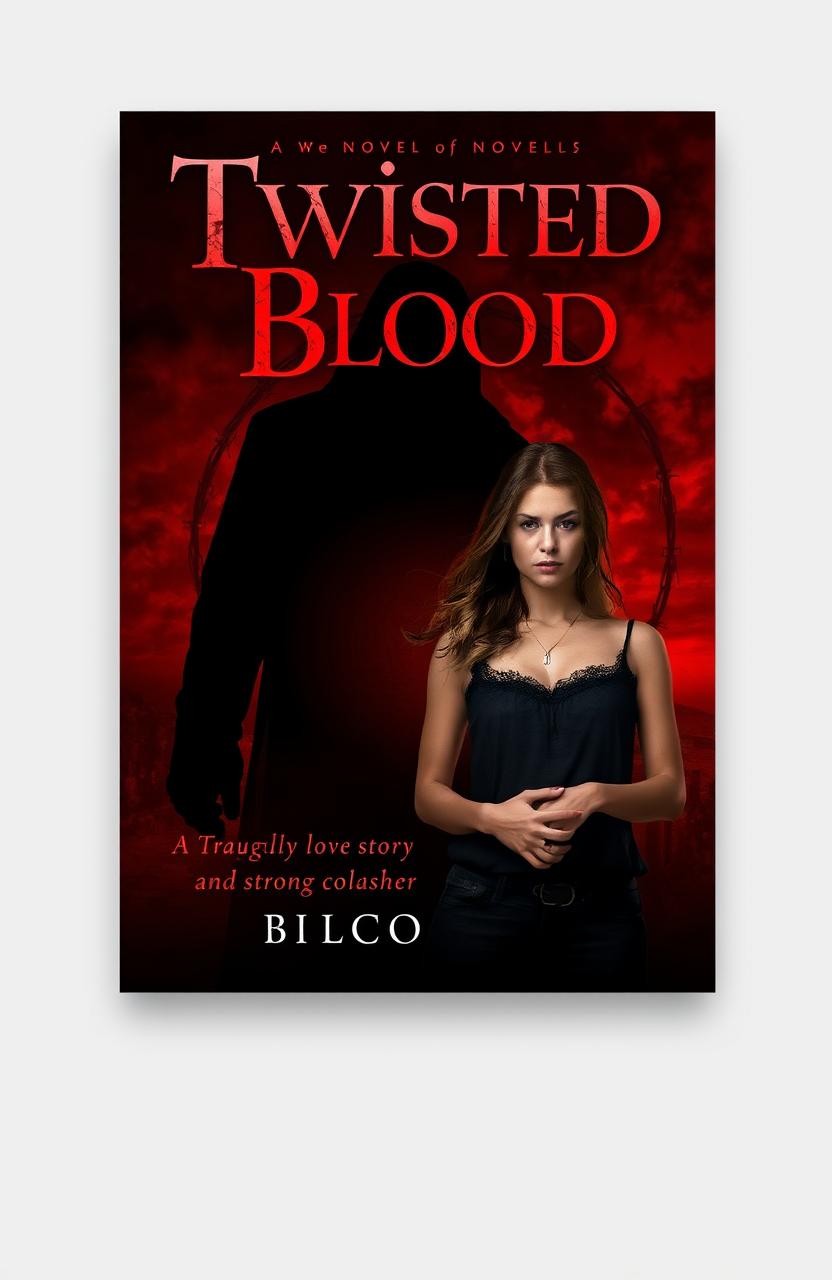 A captivating book cover design for a novel titled 'Twisted Blood'