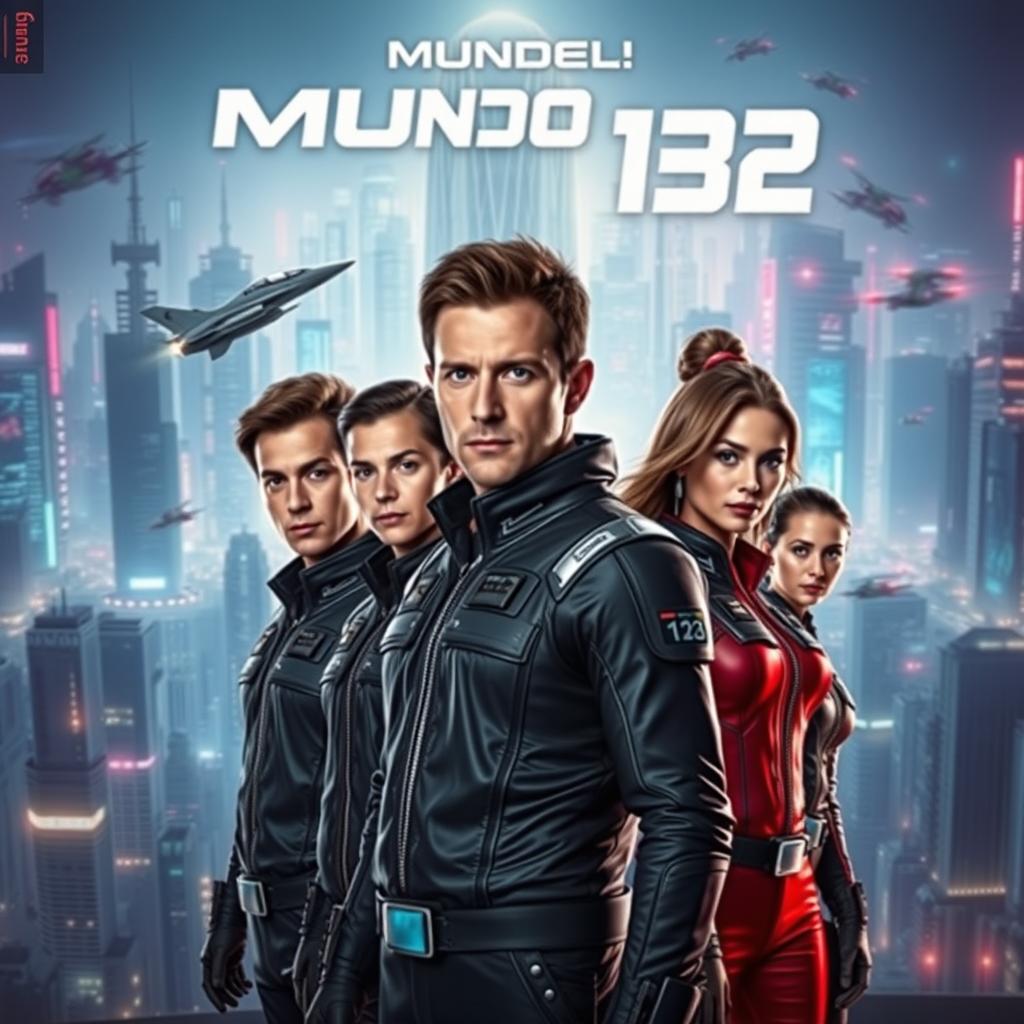 A captivating movie poster showcasing five Caucasian men aged between 20 and 33 years and two women aged 20 to 25 years