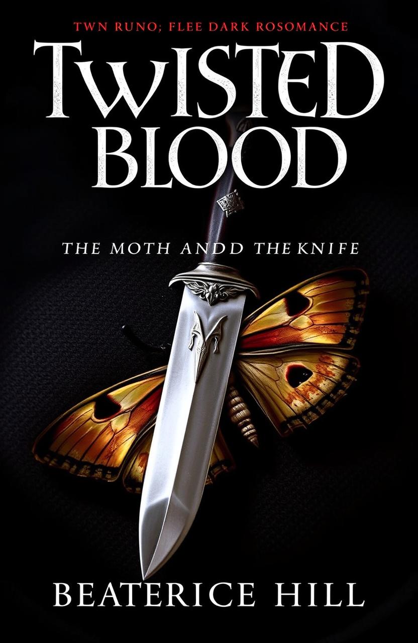 A dark romance book cover titled 'Twisted Blood: The Moth and the Knife' by Beatrice Hill