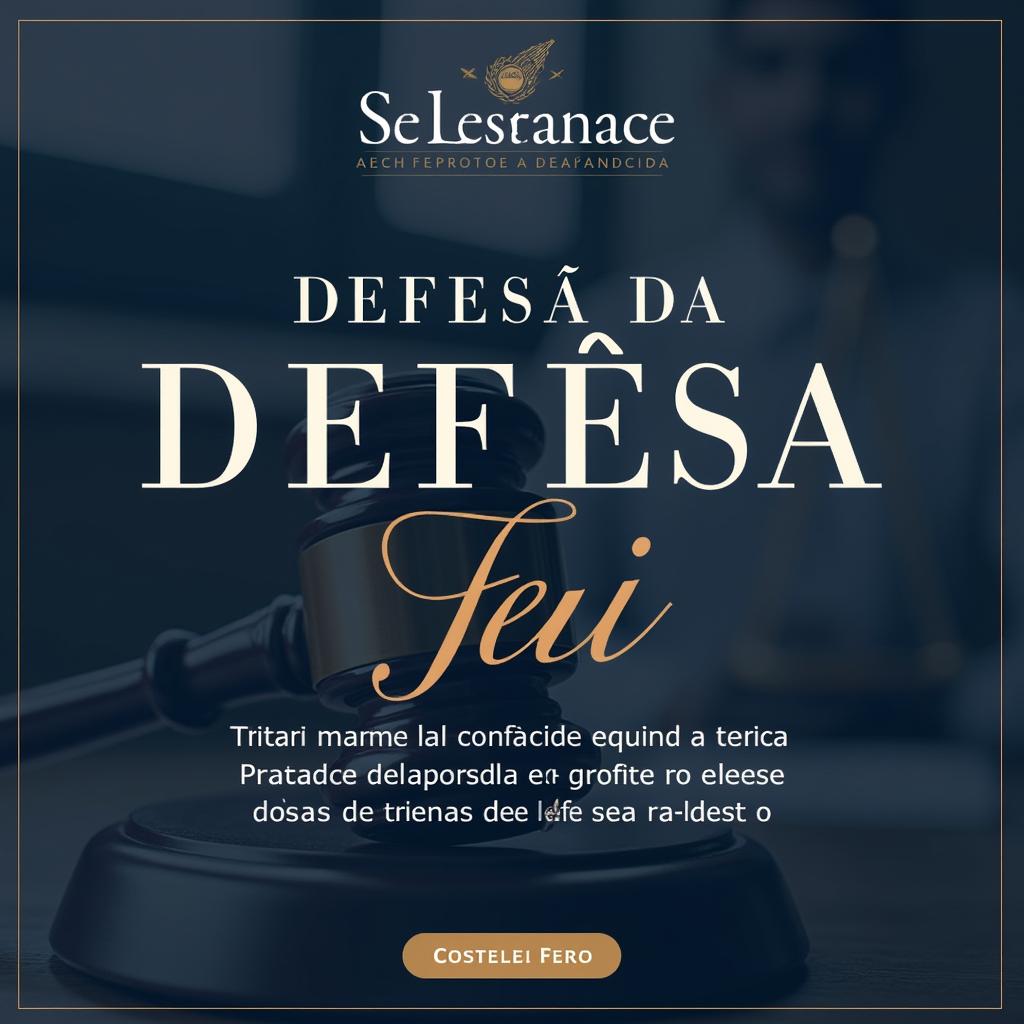 A sophisticated legal-style banner post advertising an article on 'Defesa da Lei Seca'
