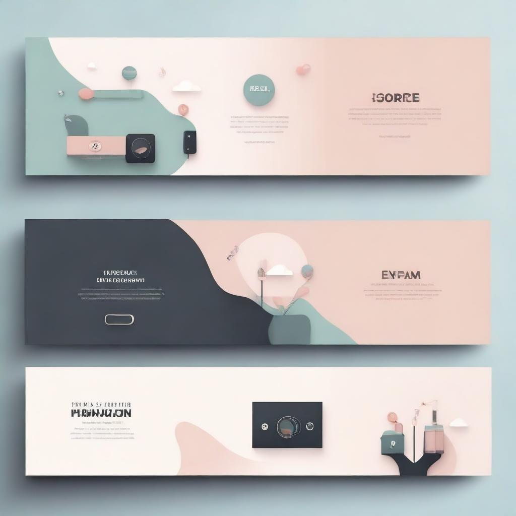 Design a sophisticated and attractive YouTube banner with muted colors, incorporating elements related to video creation, such as a play button and film reel.