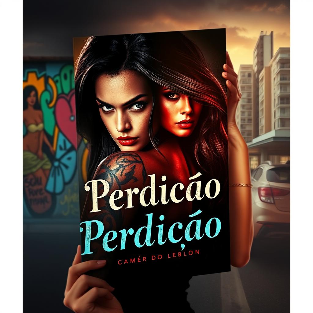 A captivating book cover for a novel titled "Perdição"