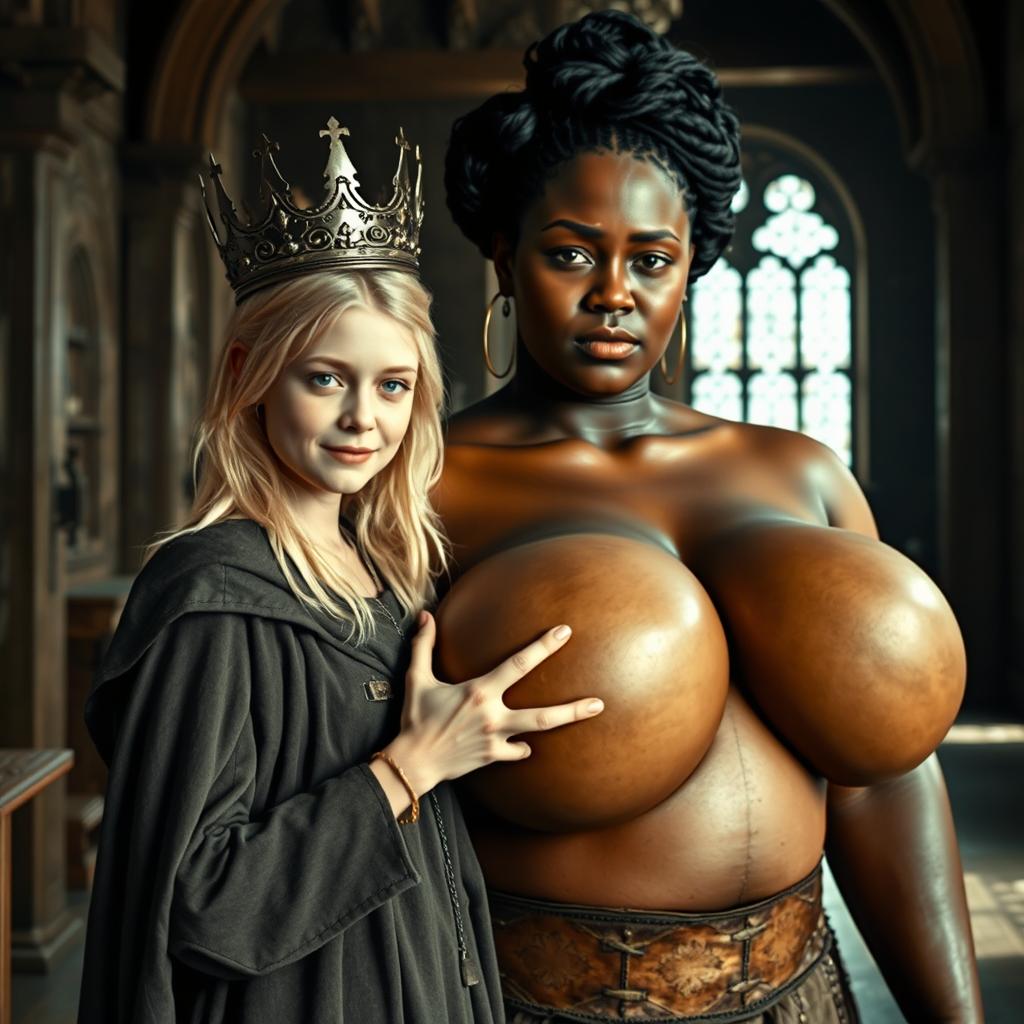 Inside a medieval palace during daylight, showcasing an intriguing scene