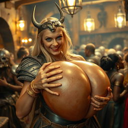 Inside a bustling medieval tavern filled with voluptuous older black prostitutes, the atmosphere is lively and colorful