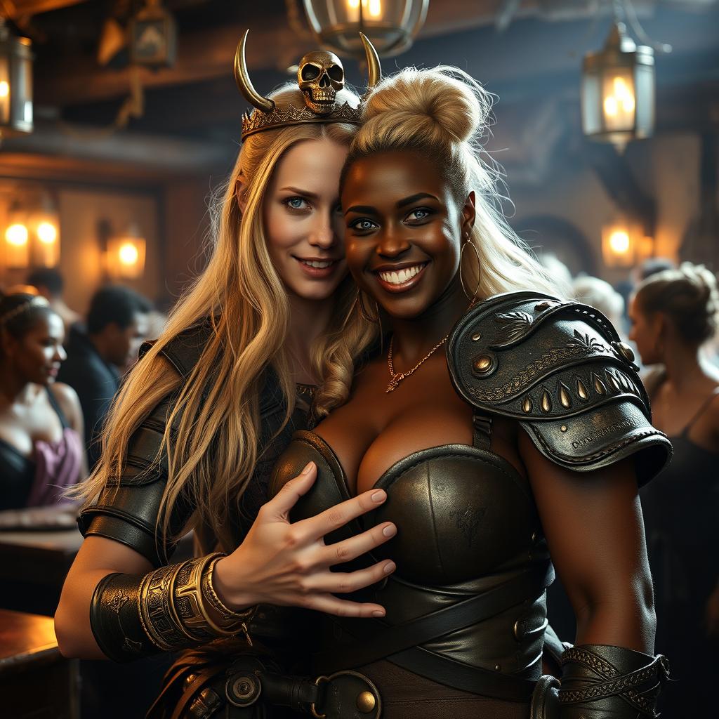 In a lively medieval tavern, filled with voluptuous black prostitutes, the ambiance is rich and inviting