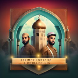 Design a YouTube banner for the channel 'Islamic Brothers 96', incorporating elements of Islamic culture and unity in soothing, friendly colors.