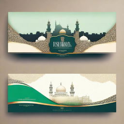 Design a YouTube banner featuring the name 'Islamic Brothers 96'. Make sure it captures the essence of Islamic unity, brotherhood, and spirituality. Use soothing and elegant colors.