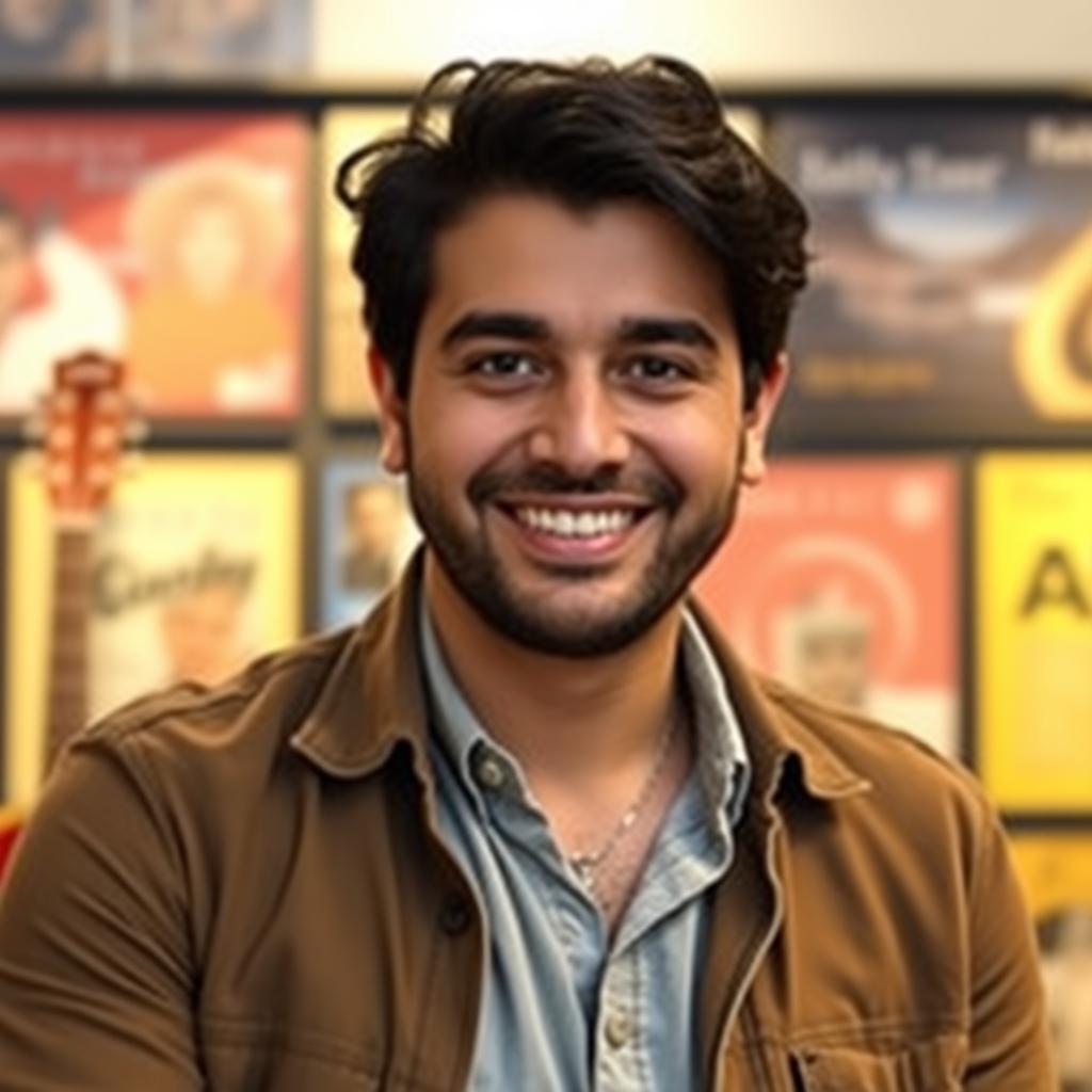 A portrait of Hasan Shamaizadeh, showcasing him with a warm and inviting smile