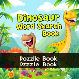 An engaging cover design for a 'Dinosaur Word Search Puzzle Book'