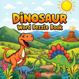 A captivating cover design for a 'Dinosaur Word Search Puzzle Book'