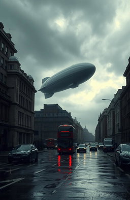 A dystopian view of London devoid of cars, featuring a gritty and atmospheric scene