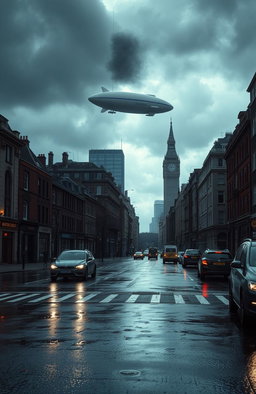 A dystopian view of London devoid of cars, featuring a gritty and atmospheric scene