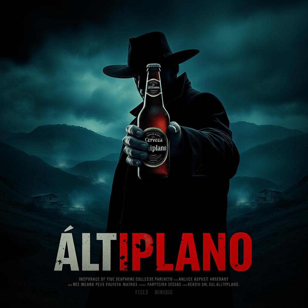 A dramatic movie poster for the film titled 'Altiplano', inspired by true events related to drug trafficking and violence