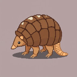 A 16x16 pixel art illustration of a 'tatu peba' (six-banded armadillo) presented in side view