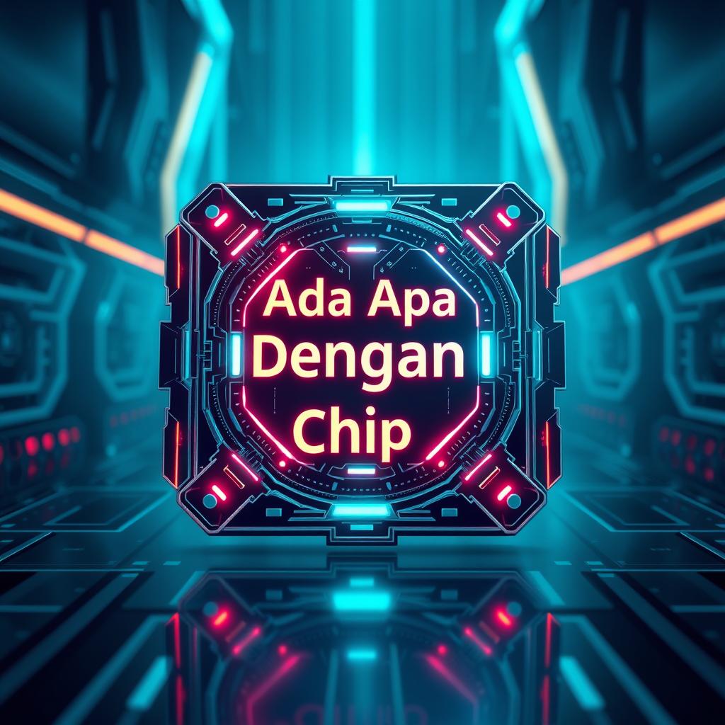 A futuristic AI chip design set against a sleek, high-tech background