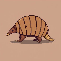 A 16x16 pixel art illustration of a 'tatu peba' (six-banded armadillo) shown in side view