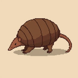 A 16x16 pixel art illustration of a 'tatu peba' (six-banded armadillo) in side view