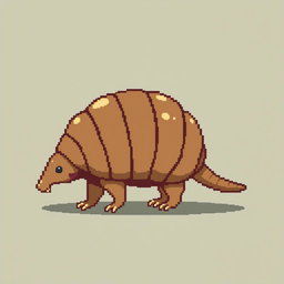 A 16x16 pixel art illustration of a 'tatu peba' (six-banded armadillo) in side view