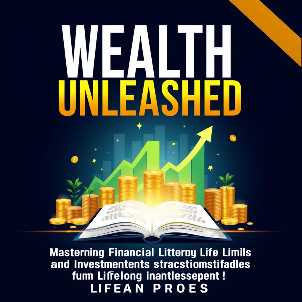 A captivating e-book cover design for 'Wealth Unleashed: Mastering Financial Literacy and Investment Strategies for Lifelong Prosperity'