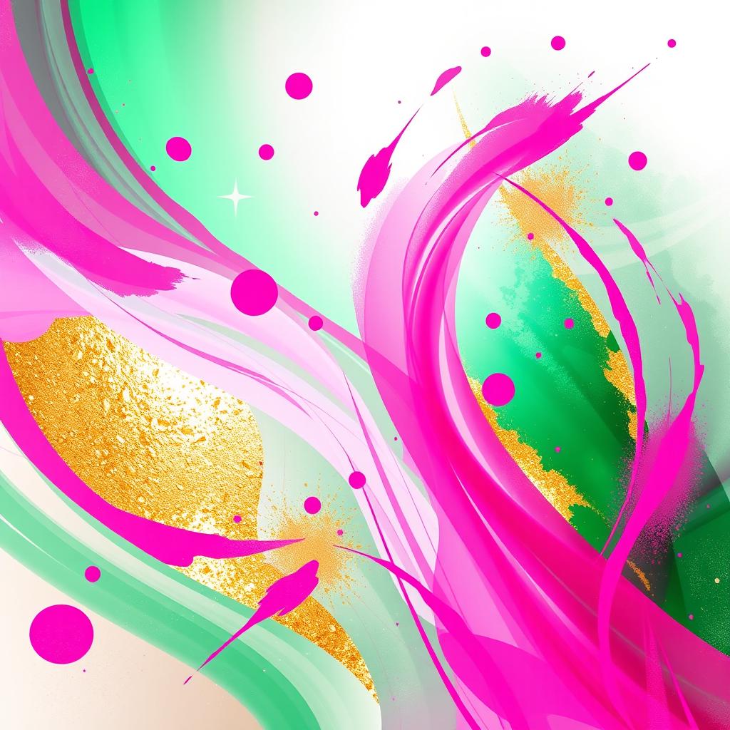 Vibrant Abstract Art: Energy & Positivity in Pink, Green, and Gold