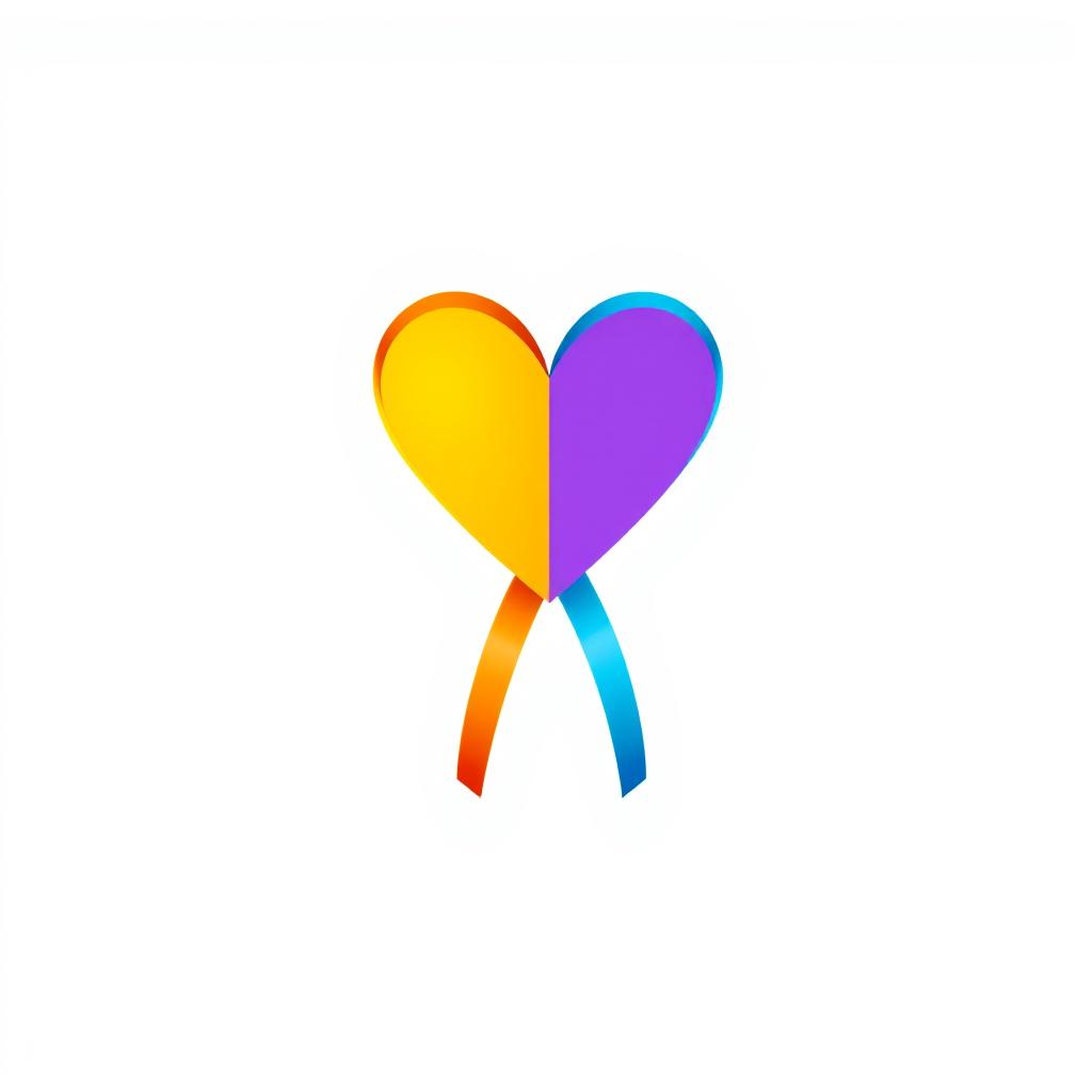 A logo design suitable for printing on a t-shirt featuring a heart-shaped ribbon with tails cascading from the bottom