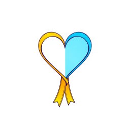 A logo design suitable for printing on a t-shirt featuring a heart-shaped ribbon with tails cascading from the bottom