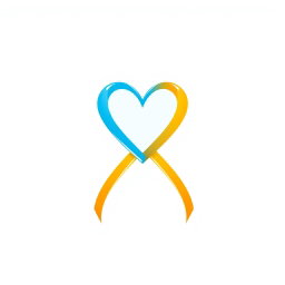 A logo design suitable for printing on a t-shirt featuring a heart-shaped ribbon with ribbon tails flowing from the bottom